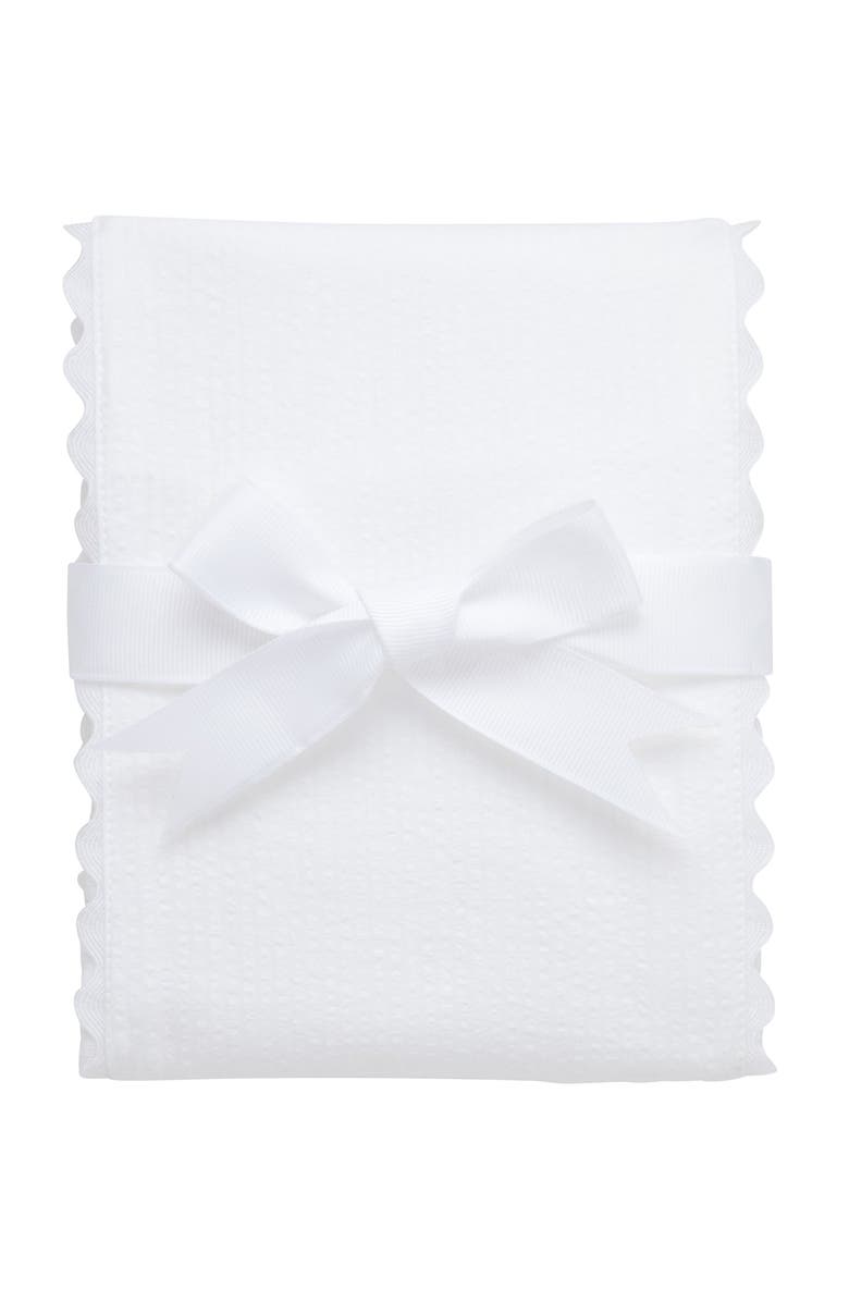 3 Marthas Seersucker Stripe Fancy Fabric Burp Cloth, Main, color, White