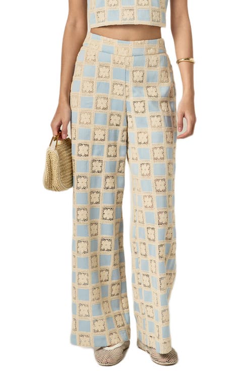 Embroidered Wide Leg Pants