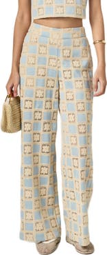 English Factory Embroidered Wide Leg Pants