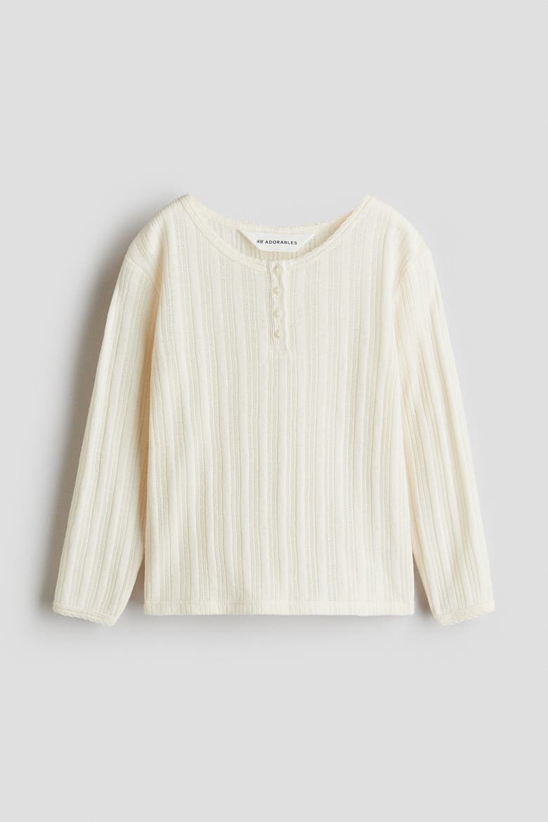 Pointelle-knit Top, Main, color, Cream