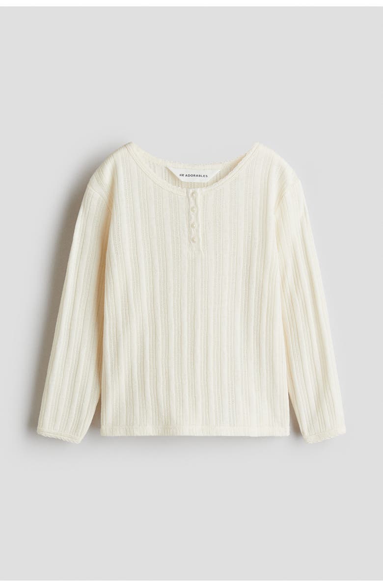 H&M Pointelle-knit Top, Main, color, Cream