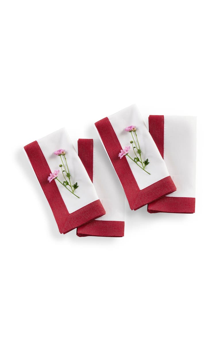 Solino Home Linen Dinner Napkins - Festive Edge, 20" x 20", Main, color, 