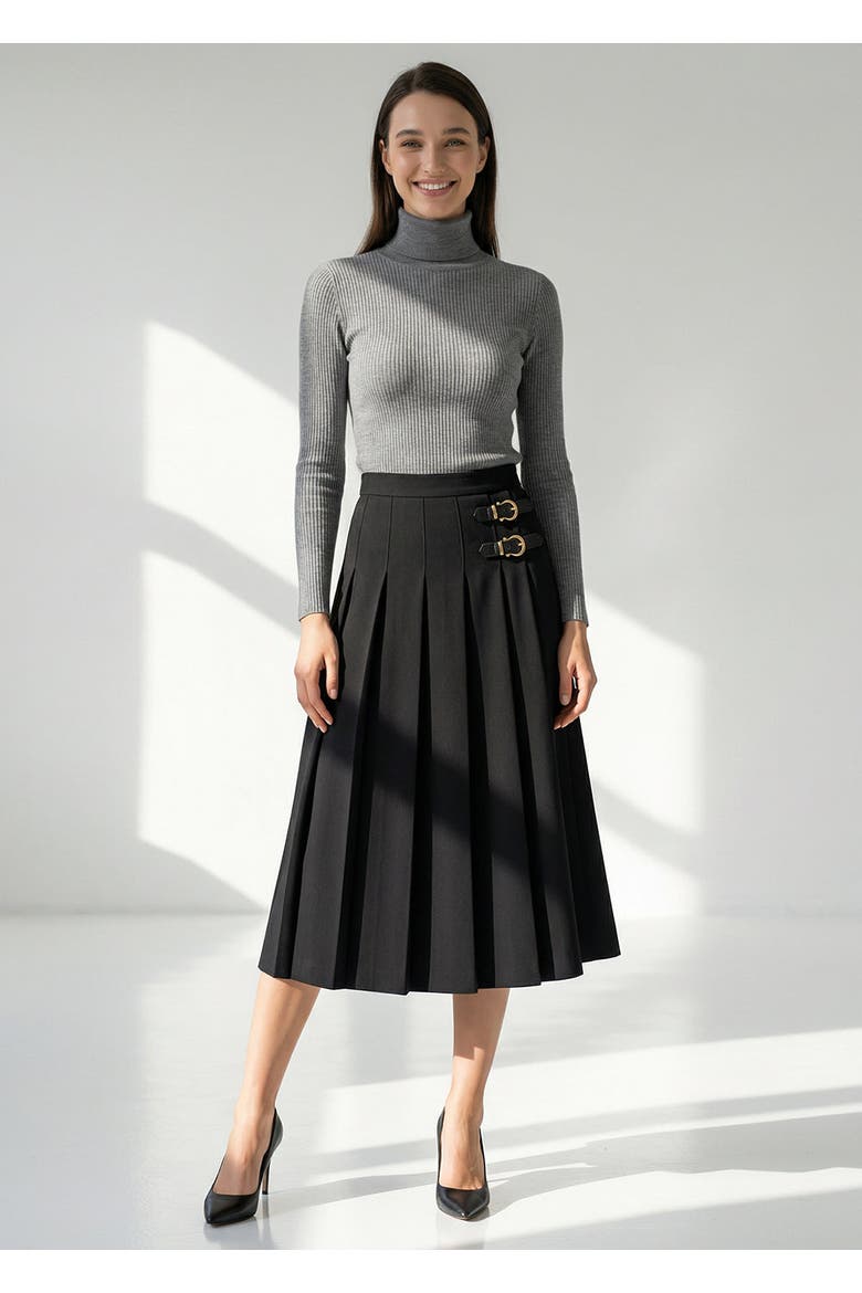 Jazmyn Midi Skirt, Alternate, color, BLACK