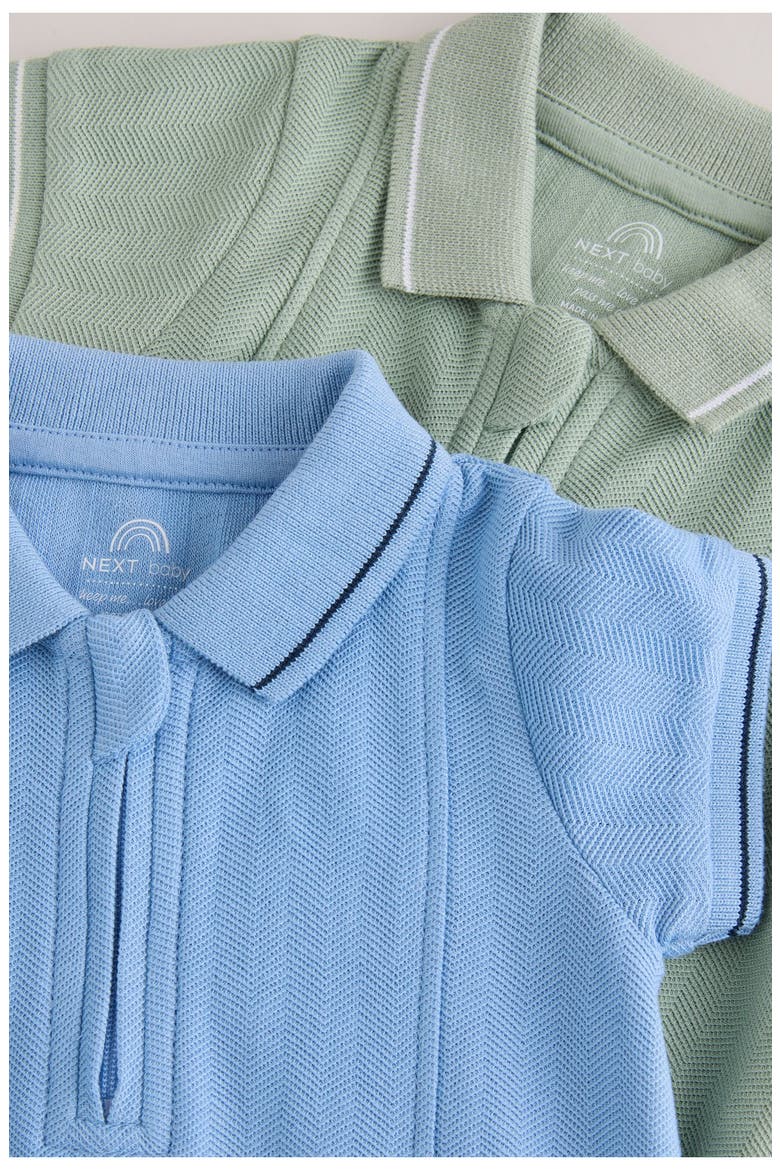 Set of 2 Assorted Zip Polo Rompers, Alternate, color, BLUE