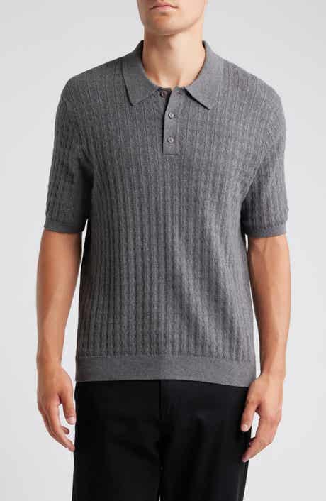 Wax London Naples Diamond Ribbed Cotton & Cashmere Polo Sweater