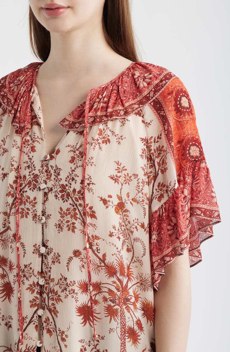 KOBI HALPERIN Verity Floral Print Flutter Sleeve Top, Alternate, color,