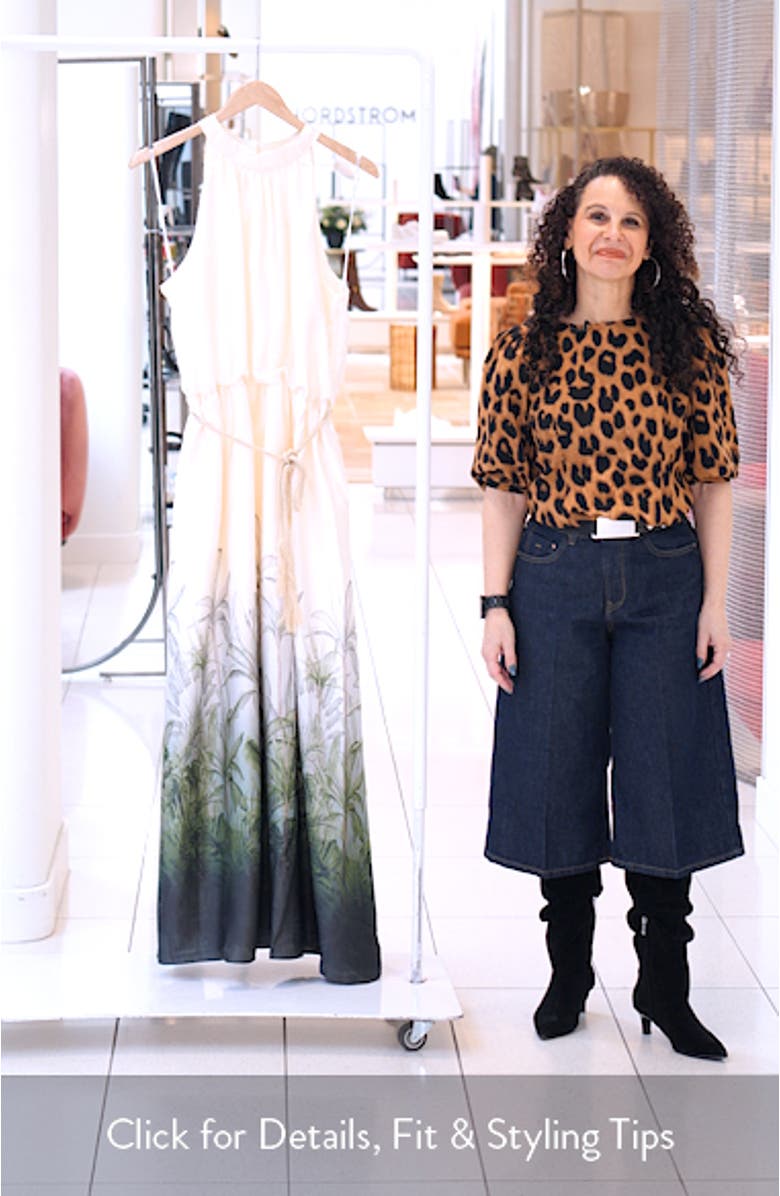 Tropical Print Mock Neck Maxi Dress, sales video thumbnail