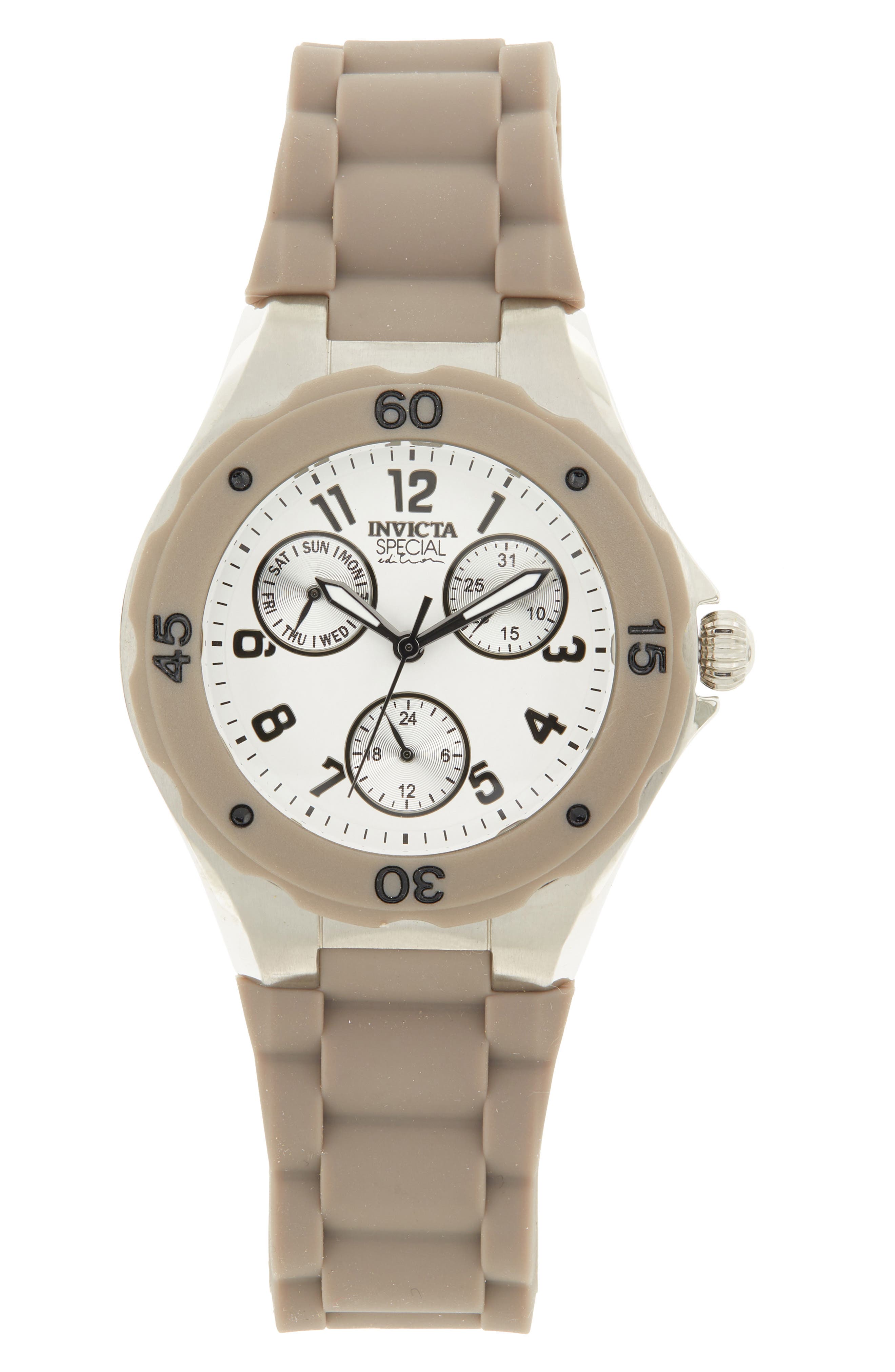 INVICTA Angel Lady Silicone Strap Watch, 38mm