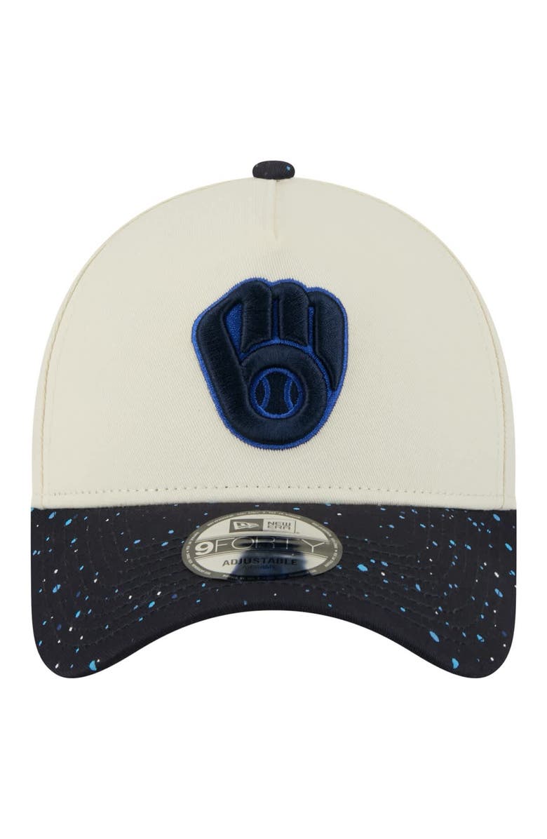 New Era Men's New Era Cream Milwaukee Brewers Speckle A-Frame 9FORTY Adjustable Hat, Alternate, color, Cream