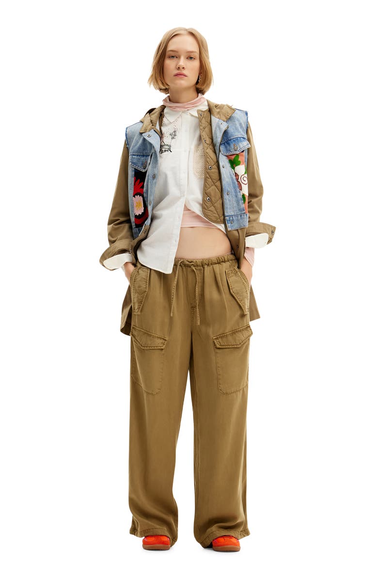 Desigual Crochet Cotton & Linen Shirt, Alternate, color,