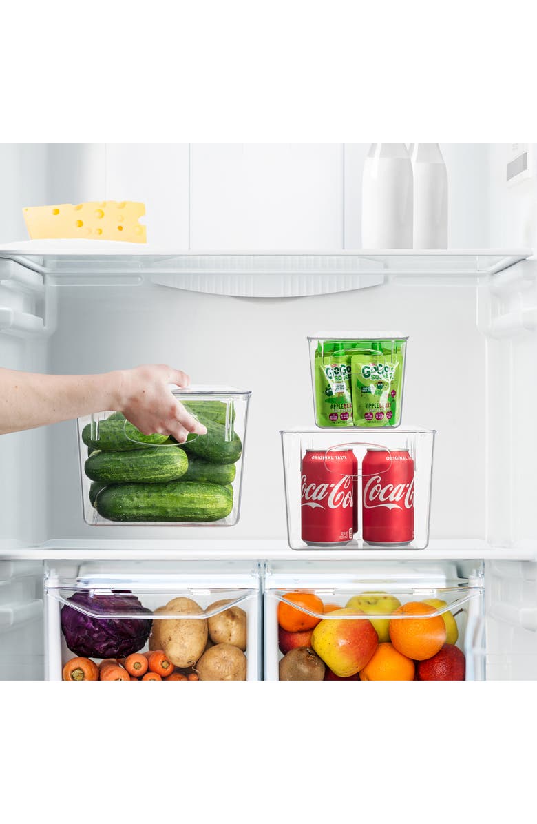 SORBUS Clear Lidded 3-Piece Bin Set, Alternate, color, Clear