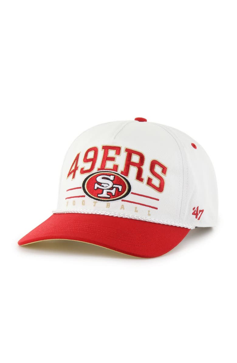 '47 Men's '47 White/Scarlet San Francisco 49ers Roscoe Two-Toned Hitch Adjustable Hat, Main, color,