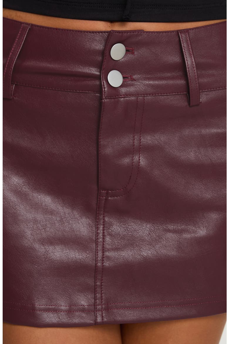 Magee Faux Leather Miniskirt, Alternate, color, BURGUNDY