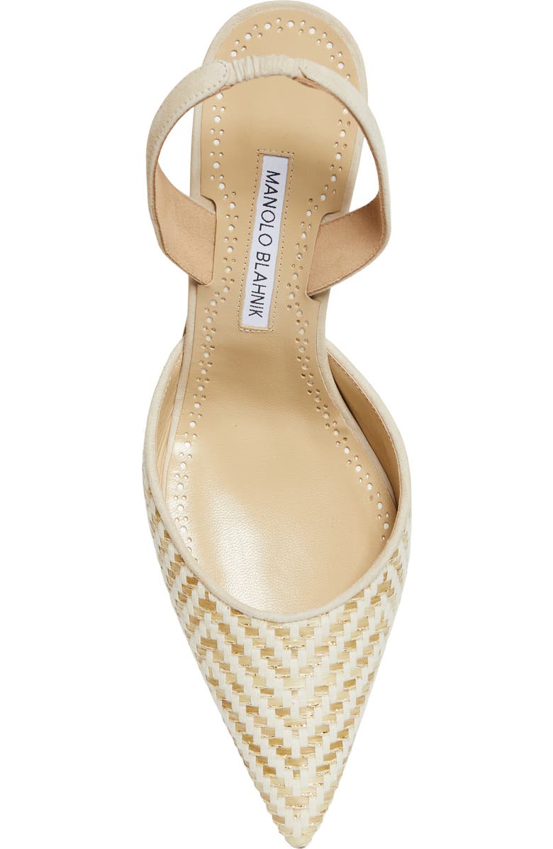 Manolo Blahnik Carolyne Woven Raffia Slingback Pump, Alternate, color, Cream Multi