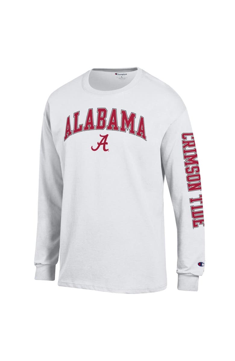 Champion Men's Champion White Alabama Crimson Tide Arch Over Logo 2-Hit Long Sleeve T-Shirt, Alternate, color, White