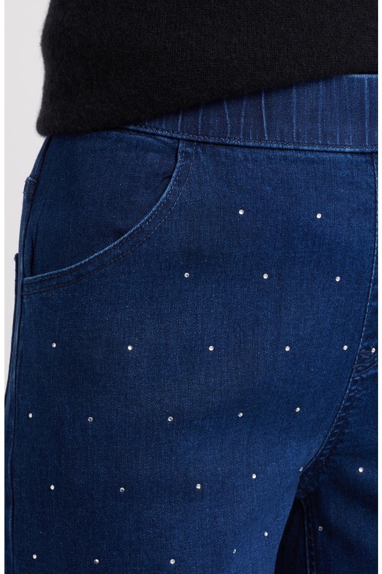 Rhinestone Straight Leg Crop Denim Leggings, Alternate, color, DK RINSE