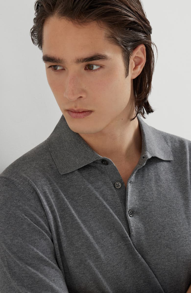 Brunello Cucinelli Polo-style sweater, Alternate, color, Dark Grey