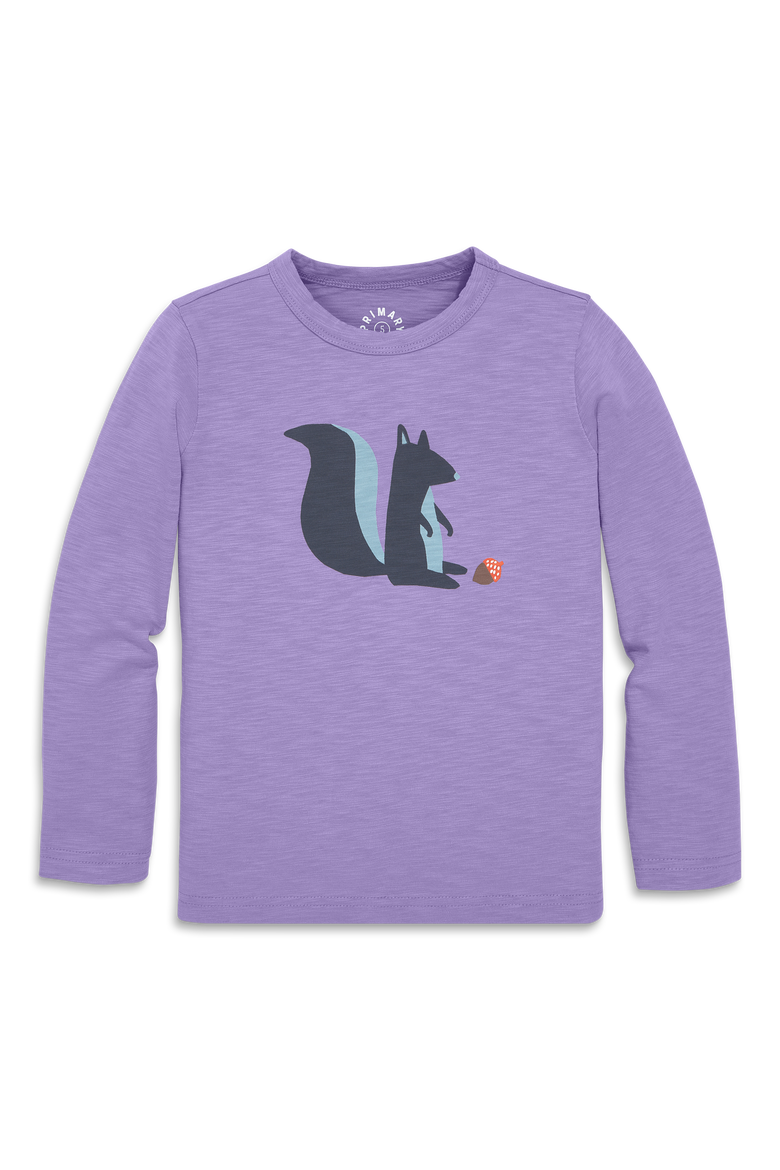 Long Sleeve Squirrel Tee, Main, color, Iris Squirrel