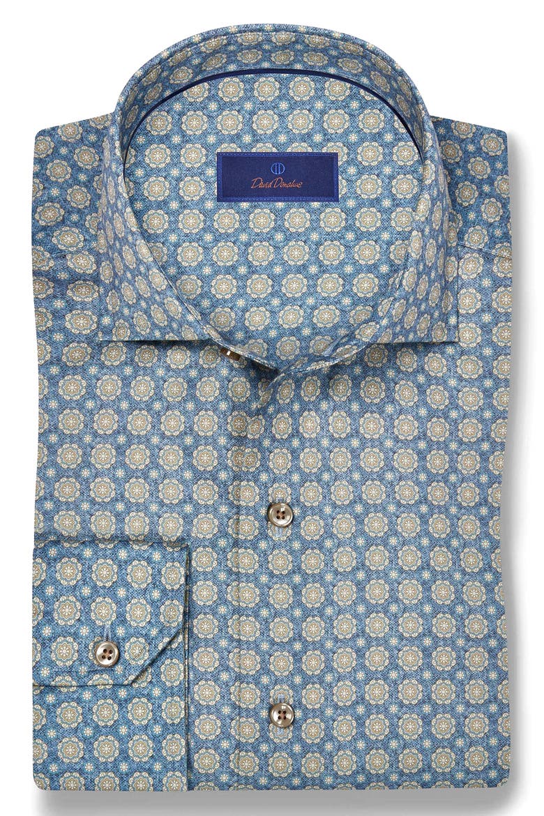 Medallion Print Sport Shirt, Alternate, color, BLUE/ DUNE