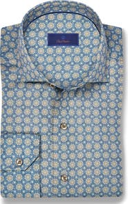David Donahue Medallion Print Sport Shirt