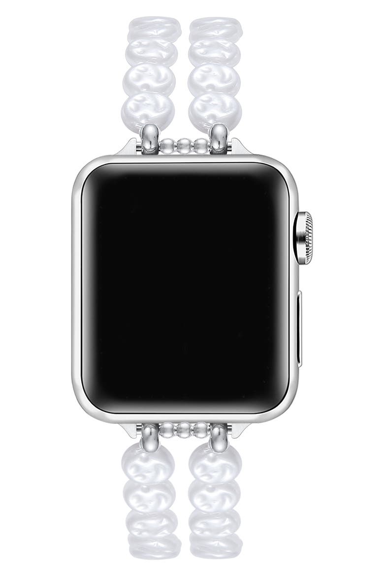 Eloise Imitation Pearl Apple Watch® Bracelet Watchband, Alternate, color, WHITE