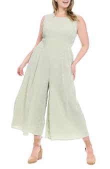 London Times Stripe Sleeveless Jumpsuit