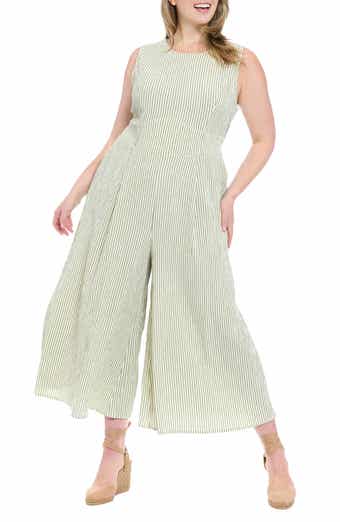 London Times Stripe Sleeveless Jumpsuit