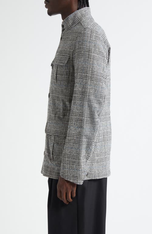 Herno Prince Of Wales Wool-blend Field Jacket In Gray
