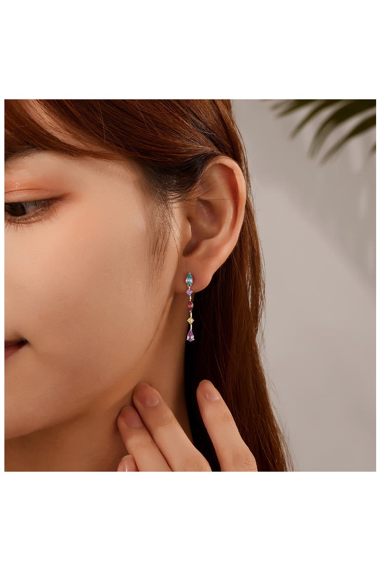 Fancy Created Sapphire Drop Earrings, Alternate, color, ASSORTED