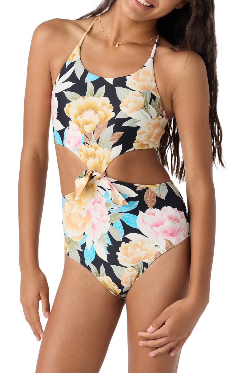 O'Neill Kids' Mikah Knot Front One-Piece Swimsuit, Alternate, color, 