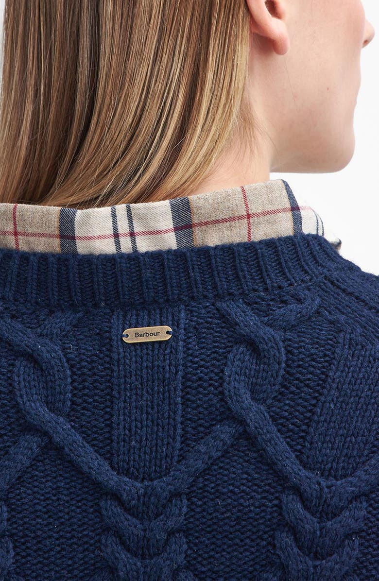 Barbour Elisha Cable-Knit Crew Neck Wool Blend Sweater, Alternate, color, Navy Blue
