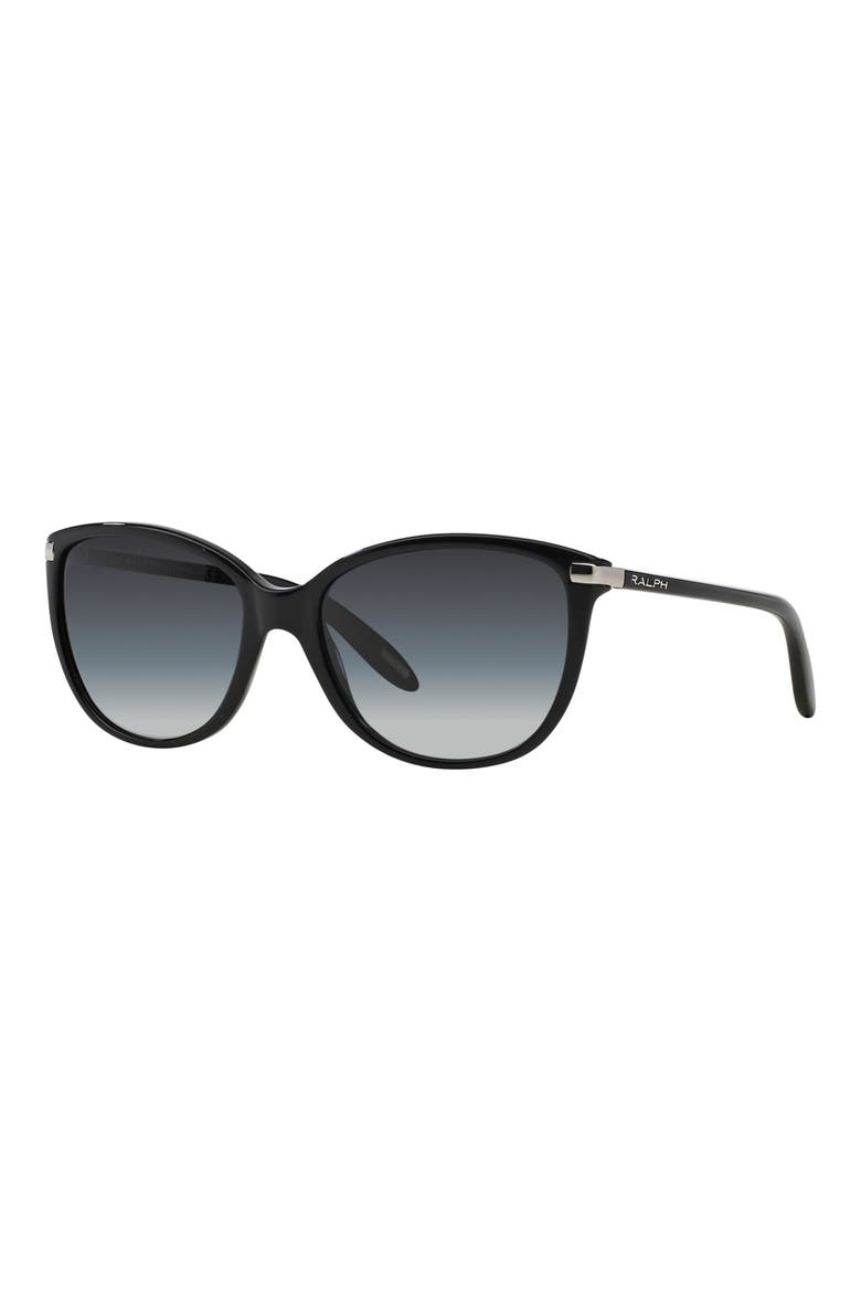 57mm Cat Eye Sunglasses, Alternate, color, BLACK