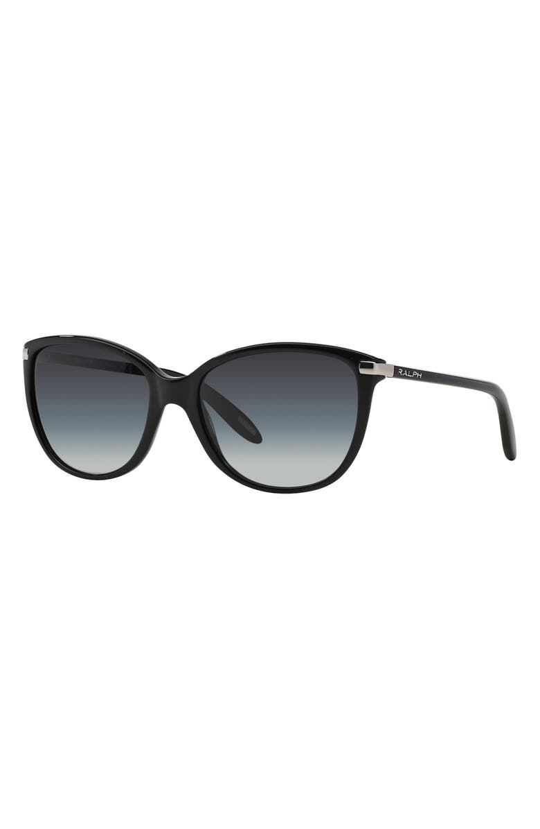 RALPH by Ralph Lauren 57mm Cat Eye Sunglasses, Alternate, color, Black