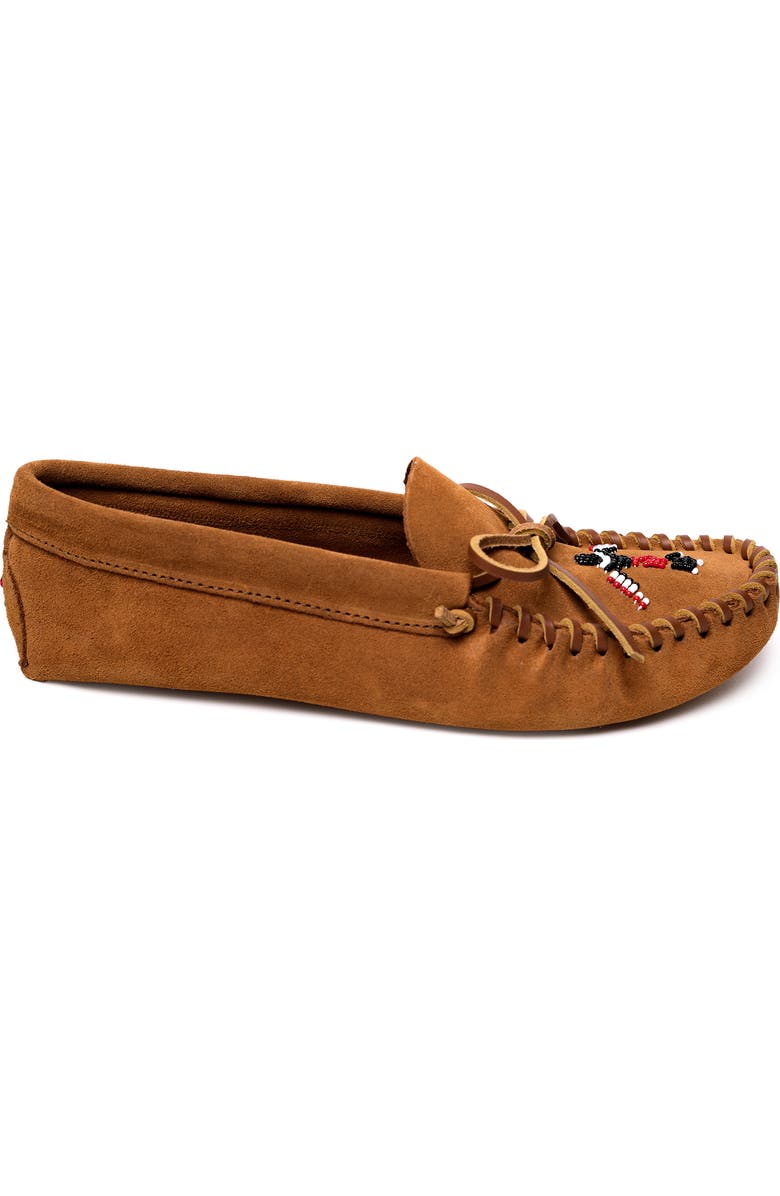 Minnetonka Thunderbird 'Animikii' Soft Sole Slipper, Alternate, color, Brown