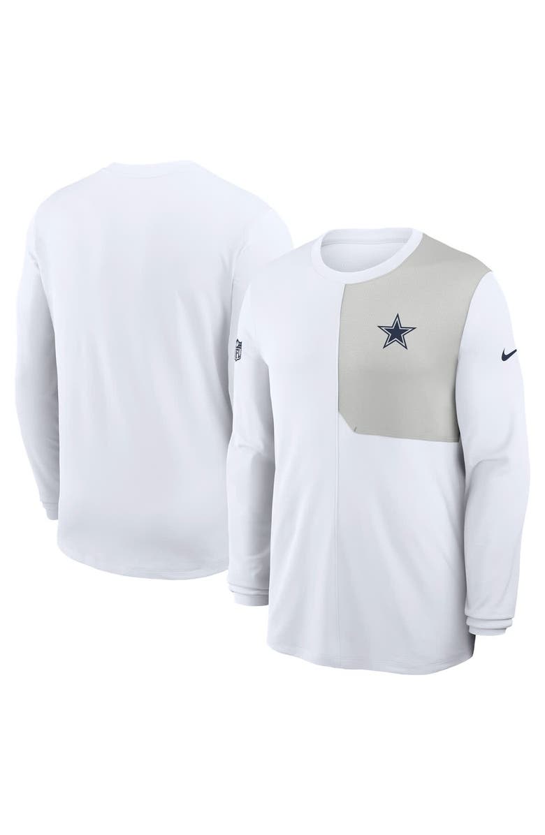 Nike Men's Nike White Dallas Cowboys Sideline Coaches UV Performance Long Sleeve T-Shirt, Main, color, White