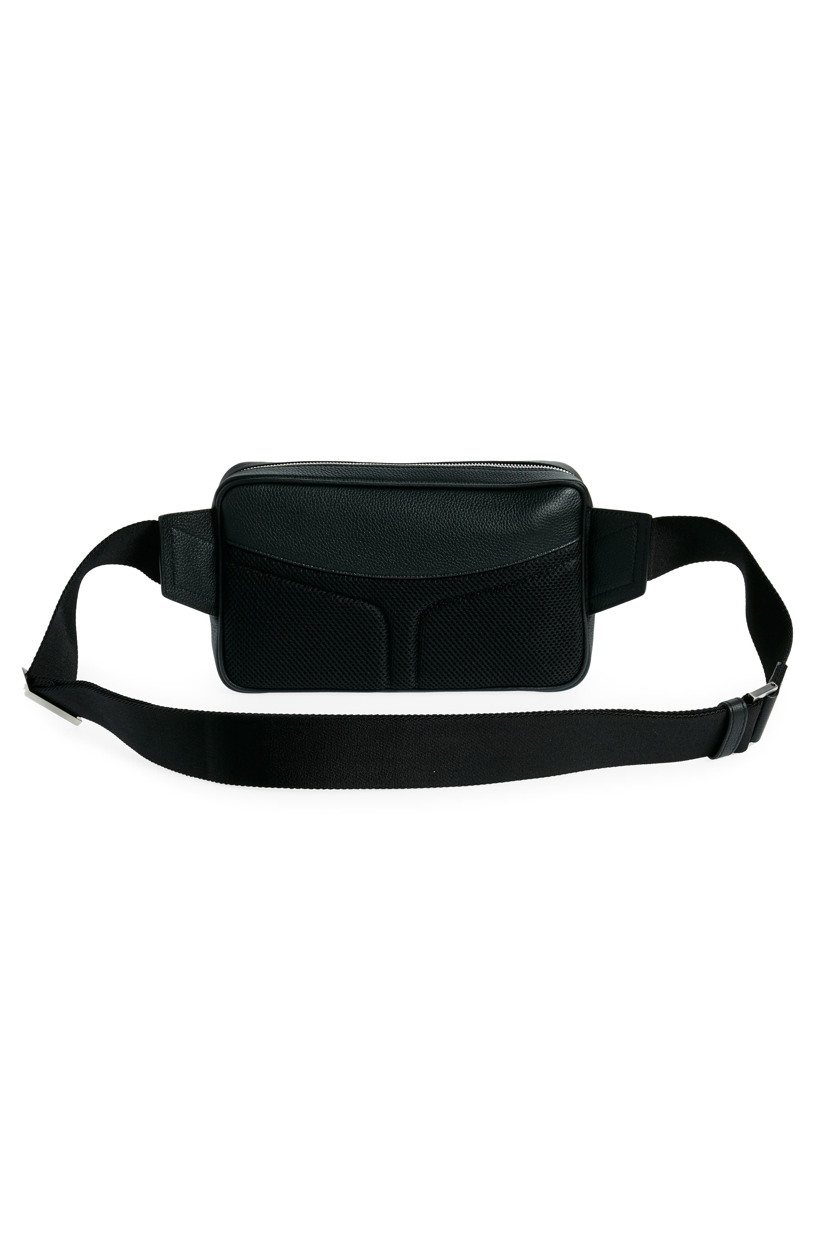 FERRAGAMO Travel Gancio Embossed Leather Belt Bag, Alternate, color, Nero