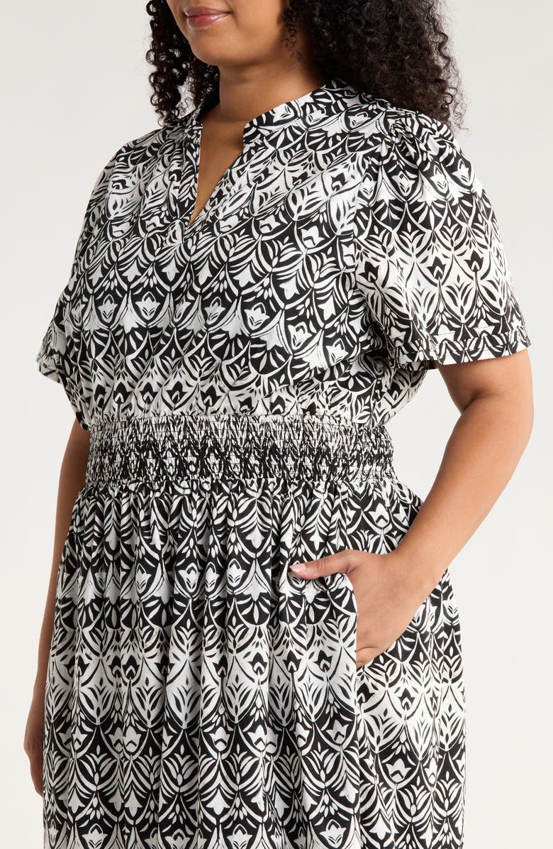 SUGARLIPS La Palma Floral Belraj Tiered Cotton Maxi Dress, Alternate, color, Black-White