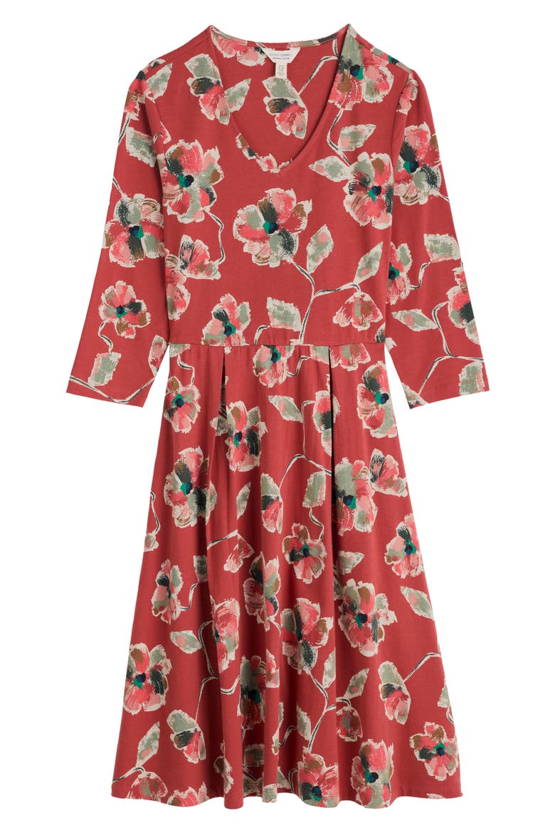 Pier View Floral Fit & Flare Midi Dress, Alternate, color, ARTIST CAMELLIA RED SAIL