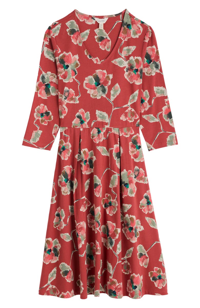 Seasalt Cornwall Pier View Floral Fit & Flare Midi Dress, Alternate, color, Artist Camellia Red Sail