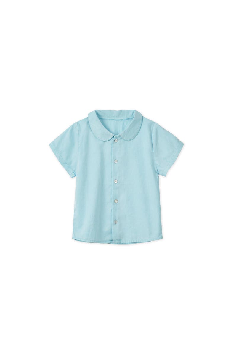 Vild House of Little SS Organic Cotton Woven Peter Pan Collared Shirt, Main, color, Sky Blue