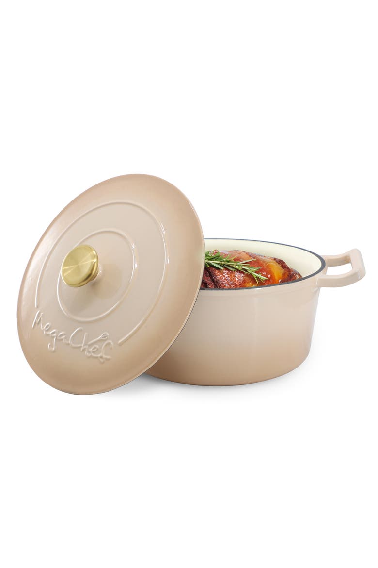 5.3 Quarts Round Enameled Cast Iron Casserole, Main, color, Peanut Butter