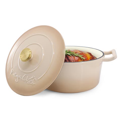5.3 Quarts Round Enameled Cast Iron Casserole with Self Basting Lid