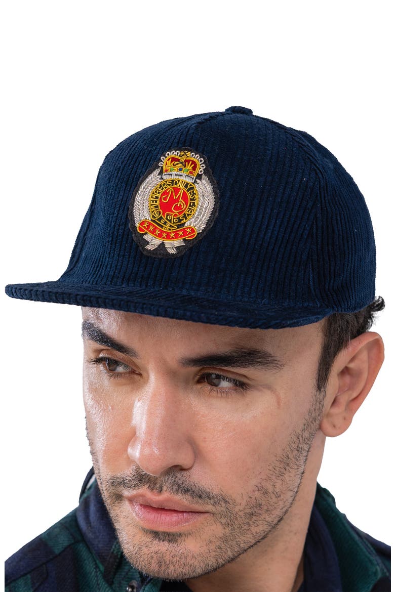 Corduroy Baseball Cap - Members Only Crest, Alternate, color, Navy