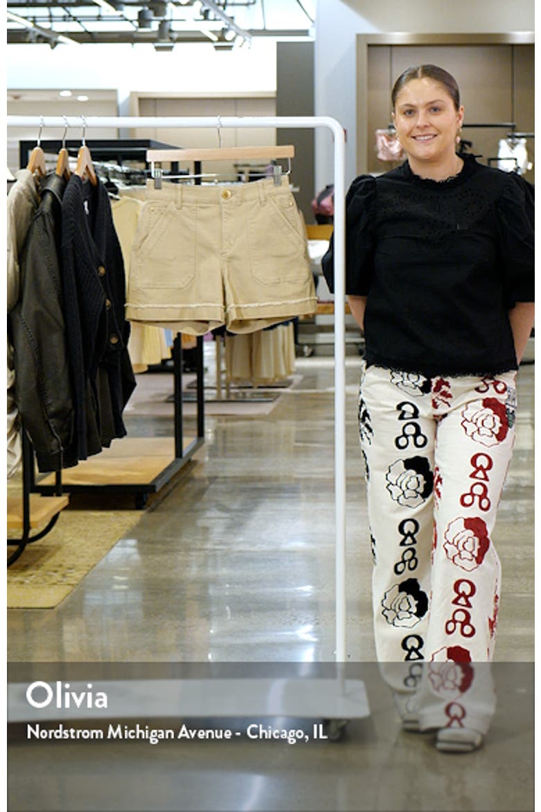 Frayed Patch Pocket High Waist Twill Shorts (Nordstrom Exclusive) video