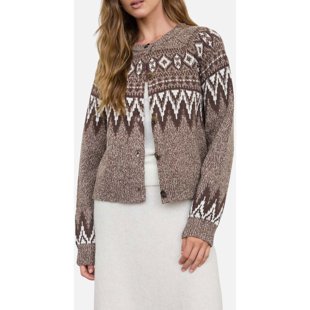 Blu Pepper Fair Isle Marled Cardigan Sweater In Multi