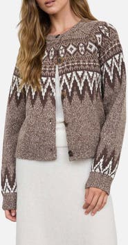 Blu Pepper Fair Isle Marled Cardigan Sweater