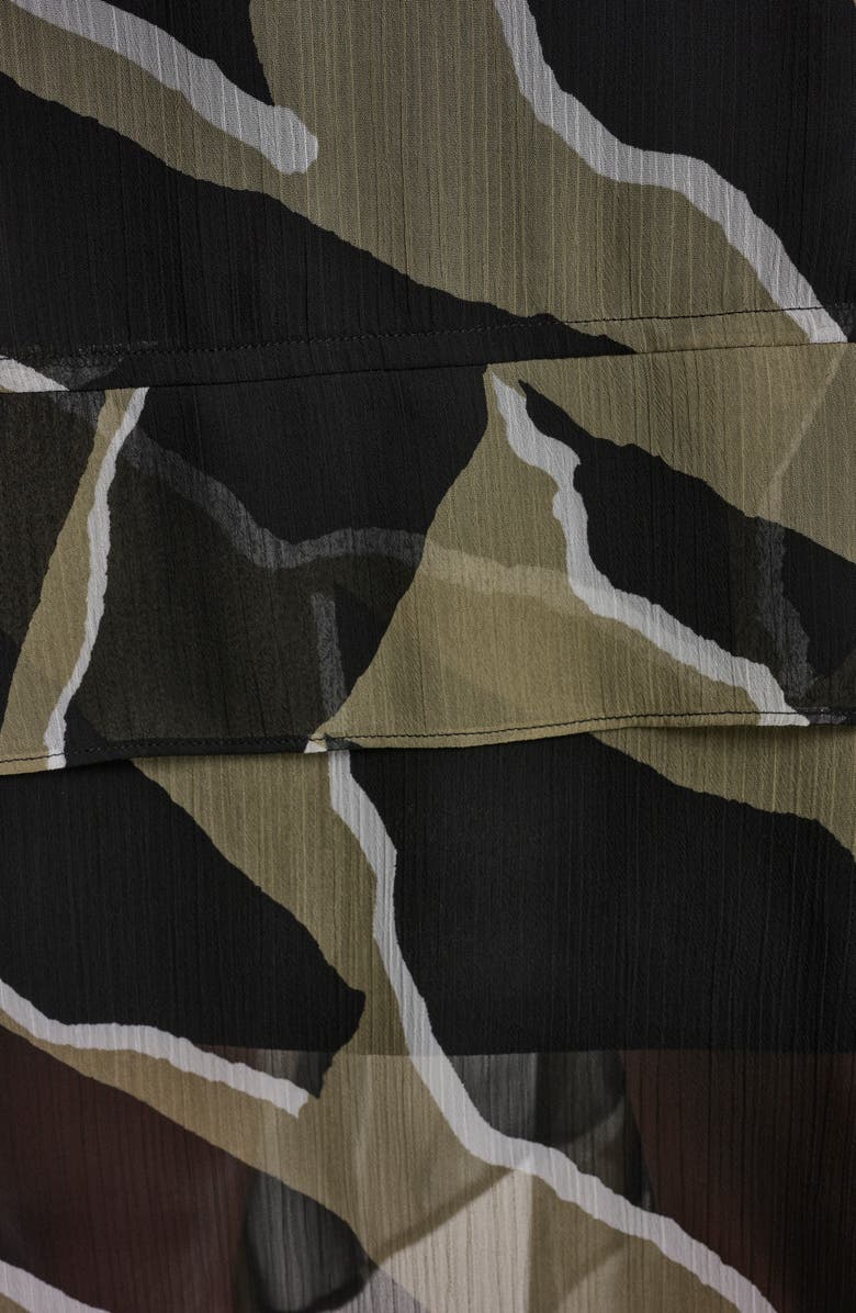 DKNY Crinkle Chiffon Handkerchief Hem Midi Dress, Alternate, color, Jungle Block