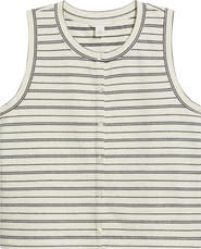 Caslon® Stripe Rib Cotton Blend Button-Up Top