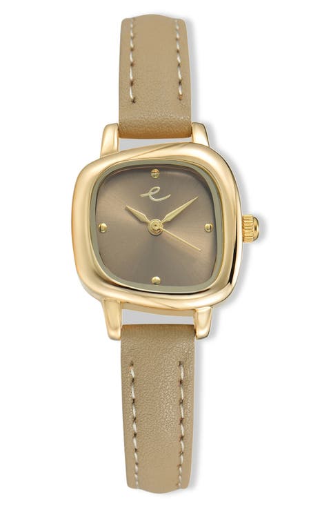 Wavy Snakeskin Embossed Leather Strap Watch