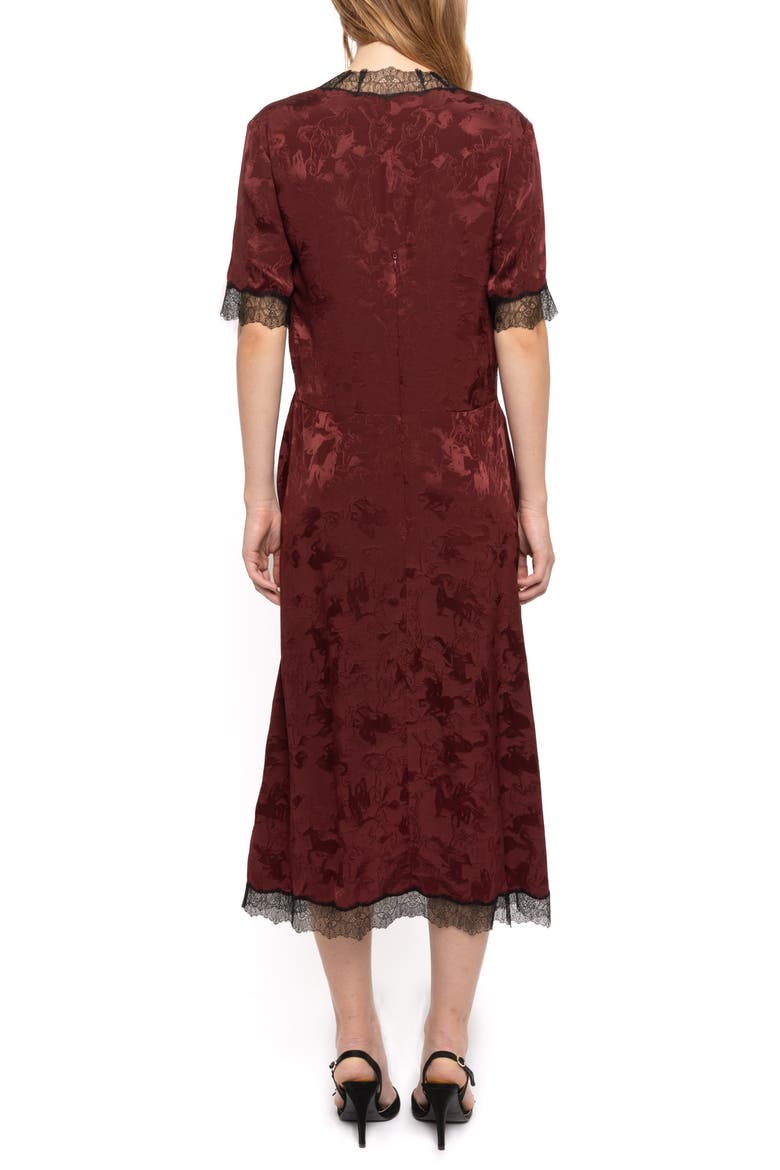 Redoxal Horse Jacquard Silk Midi Dress, Alternate, color, CHERRY